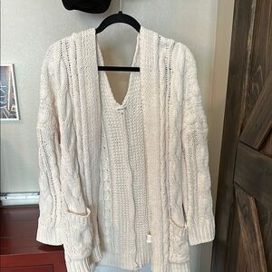 Miracle Cream Cable Knit Cardigan Sweater